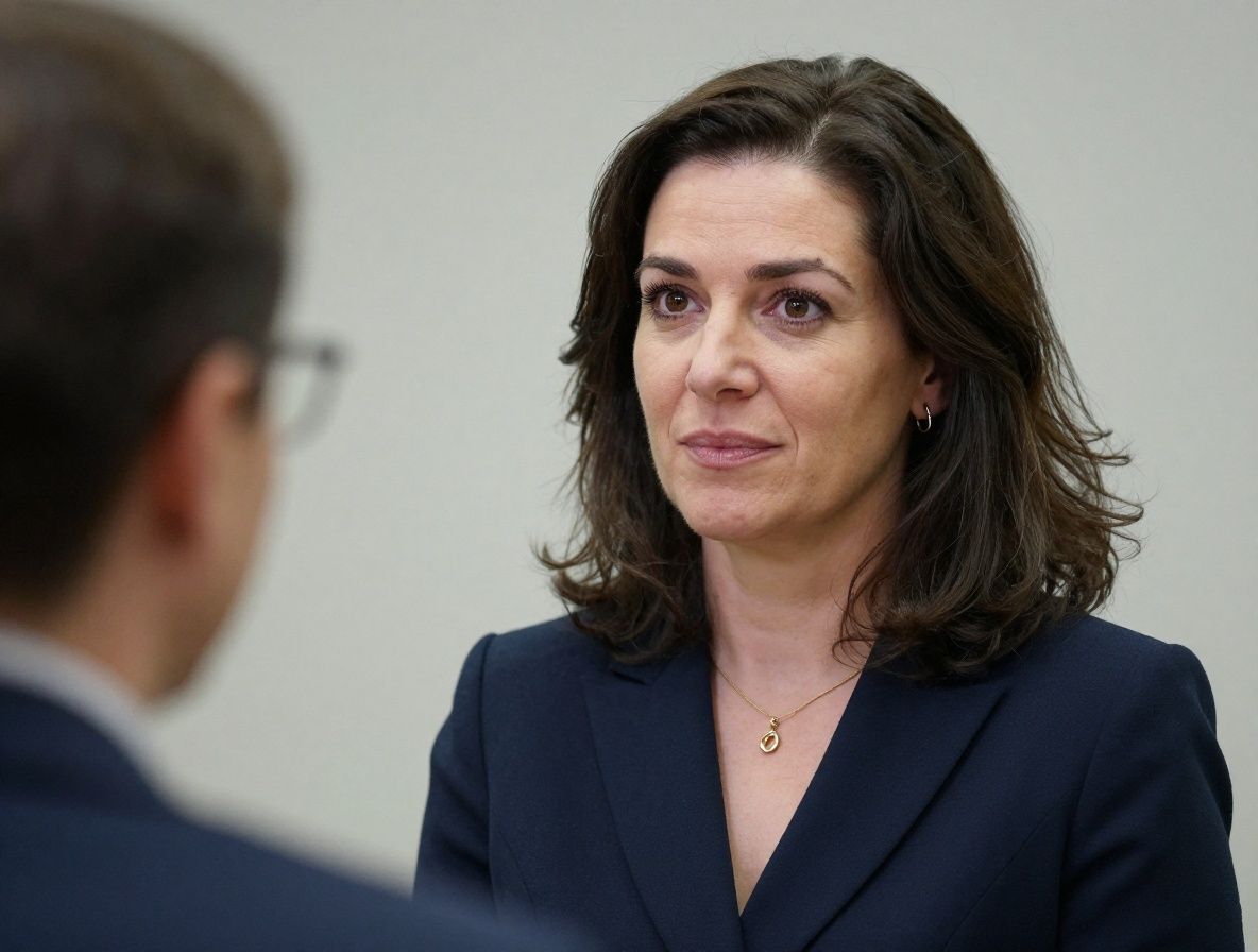 Молодая женщина-психолог азиатского происхождения в светлой блузе с блокнотом, тёплая улыбка, современный консультационный кабинет